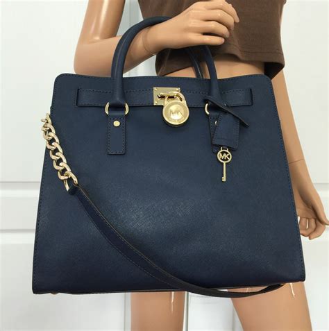 michael kors saffiano hamilton tote navy|Michael Kors Hamilton tote bag.